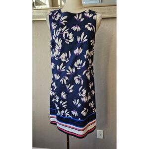 Saint Tropez West Back Zip Floral Beach Sheath Dress Women Size‎ 8 Blue Stretch